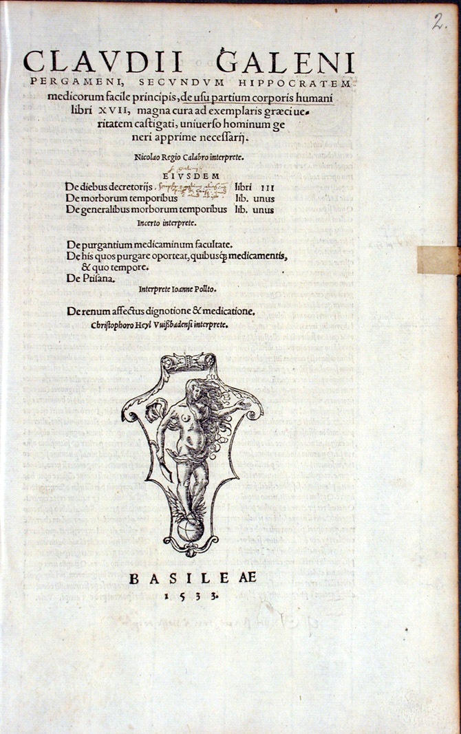 Galeno - De usu partium corporis humani libri XVII
